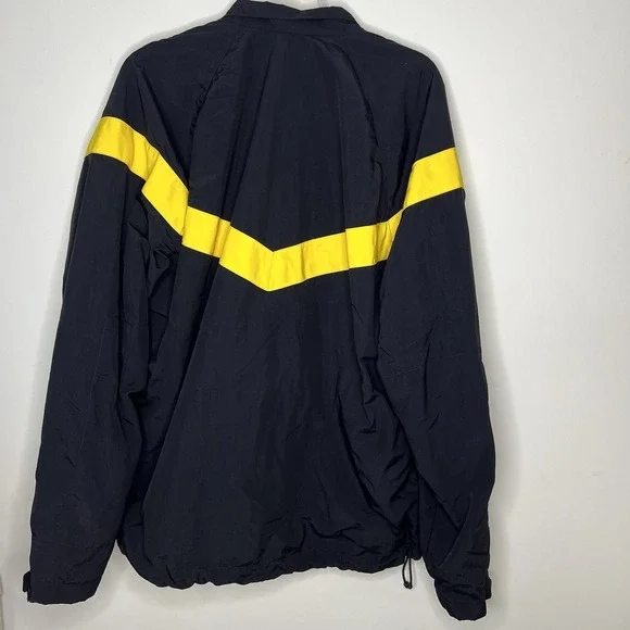 Army Physical Fitness Uniform Jacket Mens Large Black Yellow Nylon Full Zip - Picture 2 of 6